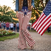  250e jubileum VS Retro vintage Jaren '70 Broeken Bell Bottom broek Hippie Schijf Hoge taille Kostuum Dames Maskerade 4 juli Feest Independence Day Volwassenen Broeken