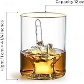 abordables Artículos de bar-Vaso de whisky divertido – vaso premium con mensaje divertido para whisky y licores – vidrio sin BPA con lujoso borde dorado – accesorios de bar para el hogar, ideal para la cueva del hombre, regalo