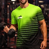 お買い得  ランニングTシャツとタンクトップ-男性用 サッカーユニフォーム 幾何学模様 勾配 文字＆番号 ランニングトップ アスレチックTシャツ 夏 半袖 UPF 50 速乾性 吸汗性 高通気性 トーナメント サッカー ジム ランニング しつけ用品 スポーツ グリーンとブラック スポーツウェア アクティブウェア