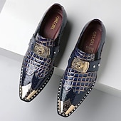 cheap Loafers-Men's Dark Brown Faux Leather Monk Strap Shoes – Croc Embossed Dress Shoes, Business, Wedding &amp; Formal Wear