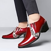 Χαμηλού Κόστους Μπαλαρίνες-ανδρικά κόκκινα επίσημα παπούτσια – κομψά παπούτσια oxford από τεχνητό δέρμα, γάμους και πάρτι, άνετα επίσημα παπούτσια