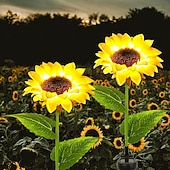  Solarbetriebene LED-Leuchtlaterne in Sonnenblumenform – Weg- und Hofbeleuchtung mit Pflanzenmotiv für die Weihnachtsfeier &Landschaftsdekoration, wasserdichte Rasenbodenleuchte