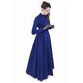 economico Vestiti-Abito Vittoriano Abito da Ballo 1910 Lunghezza al pavimento Lunghezza lunga Vestito Costume da festa Abito da Ballo Taglie Forti Duchessa Taglie Forti Tinta unica Abito da ballo Girocollo Senza Spalle