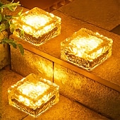 Недорогие Подсветки дорожки и фонарики-2/4 шт. уличных солнечных садовых светильников, водонепроницаемые светильники в виде ледяных кирпичей для двора, ландшафта, ступеней, дорожек, бассейнов, декоративные солнечные светильники для