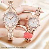 abordables Relojes de Cuarzo-Regalo del Día de la Madre Reloj de Cuarzo para Mujeres Reloj de Aleación con Decoración de Rhinestones