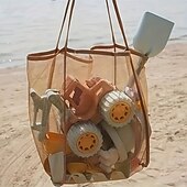 ieftine depozit de bagaje și călătorie-2 genți de plajă mari din plasă, geantă de plajă din poliester de mare capacitate cu mânere rezistente, geantă de călătorie ușoară pentru plajă, vacanță, piscină, camping
