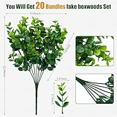 levne Umělé rostliny a zeleň-20 svazků umělé zeleně rostlin venkovní UV odolné umělé rostliny zimozeleň keře tráva pro statek dům zahrada kancelář terasa dvorek svatba a vnitřní venkovní dekorace