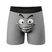 abordables Rétro Vintage &amp; Éthique-Homme Dessin animé Visage Souriant Expression du visage Boxers extensibles Caleçons de Bain Shorts de bain boxeur Drôle Occasionnel Maison Vacances à la Plage Ceinture Élastique Évacuation de
