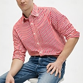 economico Camicie Button Down da uomo-Per uomo Camicia Camicia elegante Camicia button-down Strisce verticali Casuale Quotidiano Blu marino Manica Lunga Collo ripiegato Tutte le stagioni Abbigliamento Patchwork