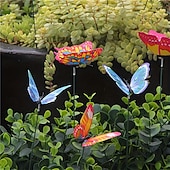 cheap Artificial Flower-12pcs Glowing 3D Butterfly Stakes, Luminous Imitation Colorful Butterfly Stakes for Garden Planters, Outdoor Decor, Yard Decor, Flower Pot Bonsai Decor