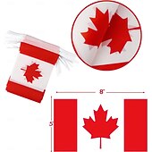 ieftine Meciul de fotbal mondial 2026-Banner cu steaguri canadiene din șnur pentru meciul de vară al Cupei Mondiale de fotbal, 50 de steaguri, mini steaguri canadiene mici de 46 de picioare, pentru decorarea țării, școală, petrecere,