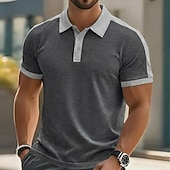 abordables Polo classique pour homme-Homme Polo Chemise de golf Occasionnel Sports Classique Manche Courte Mode Frais Bloc de Couleur Boutons Été Printemps Printemps &amp; Automne Coupe régulière Noir Blanche Rouge Bordeaux Kaki Gris Claire