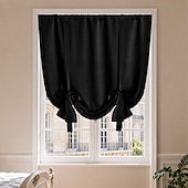 baratos Cortina de Blackout-Cortinas blackout de cor sólida para café, cortinas curtas com amarração para cozinha, painéis blackout para janelas pequenas, banheiro e cozinha.