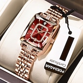 billige Kvartsklokker-Morsdagsgave dameklokke, firkantet urskive i roségull med glitrende krystaller, vanntett kvarts armbåndsur i rustfritt stål, elegant klokkesmykke til kona, urskiver i flere farger