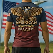 preiswerte Herren Kollektion-Patriotisch T-Shirt Grafisches T-Stück Adler Amerikanische Flagge Freiheitsglocke Retro Vintage Patriotisch T-Shirt Ärmel 1776–2026 für Herren Erwachsene 3D-Druck  für Unabhängigkeitstag / 4. Juli 4