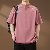  Homens Camisas Polo Polo Quarter Zip Casual Diário Quarter Zip Manga Curta Moda Básico Tecido Resfriamento Quarter Zip Verão Primavera Normal Preto Rosa Verde Camisas Polo