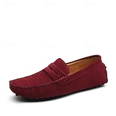 economico Mocassini casual-Per uomo Vintage Casual Quotidiano Camoscio Confortevole Traspirante Mocassino Giallo Chiaro Grigio scuro Vinaccia Estate Primavera Autunno