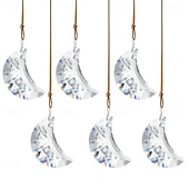 お買い得  壁の彫刻-1/6個 50mm レインボームーンクリスタルサンキャッチャープリズムペンダント 家庭、オフィス、庭の装飾用工芸品 レインボーメーカー ウィンドウペンダント