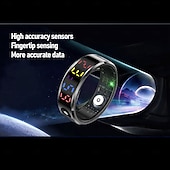 abordables Bagues Intelligentes-Suivi d'activité Smart Ring moniteur d'activité haute précision avec écran LED accessoire de santé intelligent étanche bague de suivi de sommeil et de sport pour hommes et femmes connectée par