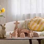 economico Pasqua-Tomba vuota, scena pasquale e decorazione a croce, set di scene di resurrezione pasquale in legno, decorazioni per presepe di Gesù per regali religiosi da tavolo per ufficio domestico e cristiani