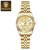 economico Orologi al quarzo-orologio da polso da donna di lusso, orologio da polso al quarzo da donna con cinturino in acciaio inossidabile bicolore oro argento e lunetta scanalata &amp;orologio elegante e impermeabile da donna,