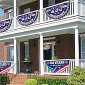 billige 250. jubileum-2 stk. U.S. 250. jubileumsflagg 1,5X3 FT 1776-2026 fanflagg patriotiske stjerner hageplakater hengende dekorasjoner utendørs inngangsdør veranda velkomst bakgrunn med messingøyer