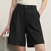 economico Pantaloncini Bermuda-Per donna Bermuda Shorts Pantaloncini Estivi Vintage Moda Casual Quotidiano Lunghezza al ginocchio Vita Alta Tinta unica Semplice Tasca Gamba Dritta Comodità Leggero Morbido Inelastico Abbigliamento