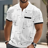 economico Polo geometrica da uomo-Per uomo Geometrico Polo Manica Corta Magliette polo Camicie con Colletto Business Casual All'aperto Athleisure Ferie Tasca Stampa 3D Polo con cerniera a un quarto Primavera &amp; Estate Blu Bianco Verde