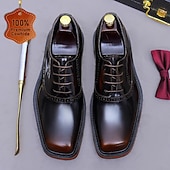 abordables Chaussures de Costume Classiques-Chaussures habillées Oxford pour homme, en cuir noir et marron, à lacets, bout rapporté, idéales pour les mariages, le bureau, les réunions, les banquets, les cérémonies du marié, l'église et les soirées élégantes.