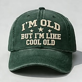 economico I regali-Cappellino da baseball vintage effetto invecchiato ricamato "Sono vecchio ma sono un vecchio figo", divertente cappellino retrò da papà, cappellino vintage in cotone lavato regolabile per uomo e