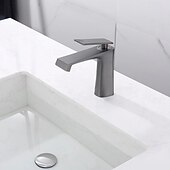 economico Rubinetti per lavandino bagno-Rubinetto per lavabo da bagno - classico rubinetto da bagno monocomando a foro singolo galvanizzato color grigio gomma