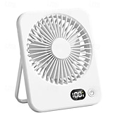 cheap Desktop Fans-Portable Desk Fan with LED Battery Display, Rechargeable Table Fan, 180° Foldable Wall Hanging Personal Fan, Ultra-Thin Quiet USB Powered Fan for Office, Travel, Bedroom, Kitchen