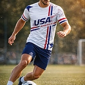  Unisexo Camiseta de fútbol Geométrico Estrellas EEUU Tops tipo jersey Camiseta deportiva Verano Bloque de Color Manga Corta Casual Deportivo Licra UPF 50 Secado rápido Dispersor de humedad