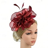 economico Fascinatori-Fascinator Organza Matrimonio Compleanno Elegante Vintage Carino Con Piuma Tulle Copricapo Copricapo