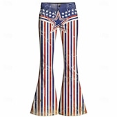  250e jubileum VS Retro vintage Jaren '70 Broeken Bell Bottom broek Hippie Schijf Hoge taille Zigzag Kostuum Dames Maskerade 4 juli Feest Independence Day Volwassenen Broeken