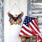 abordables 250 Aniversario de los EE. UU.-Letrero de madera para puerta conmemorativo del 250.º aniversario de la Independencia de Estados Unidos, estrellas blancas y rojas. &amp;Decoración de la puerta principal con rayas blancas y lazo