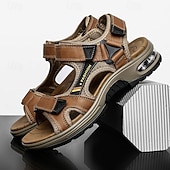 cheap Vacation Sandals-Men's Brown Outdoor Sandals – Adjustable Strap Summer Shoes, Breathable Comfort, Hiking, Beach &amp; Travel Wear