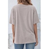  Women's Oversized T Shirt Tee 100% Cotton Solid Color Stylish Classic Casual Short Sleeve Crew Neck Round Neck Regular Tops Daily Going out Black White Navy Blue Dark Green Taupe Summer Spring