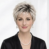 お買い得  古いかつら-女性用シックなショートブロンドピクシーウィッグ - 軽いレイヤーでふわふわのボリューム