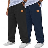 abordables Clásico-Hombre Pantalones de lino Pantalones Pantalones de verano Pantalones anchos Correa Cintura elástica Pierna recta Plano Ligero Transpirable Longitud total Diario Exterior Festivos Vacaciones Moda