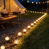 cheap Solar String Lights-Solar-Powered Led Path Garden Lights  Purple Fairy Lights 30LED IP44 Waterproof  And Durable Recessed Outdoor Garden Lights Suitable For Decorative Lighting Of Walkways Lawns, Camping Parties