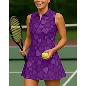 cheap Women's Shirt-Women's Heart Tennis Dress Golf Dress Sleeveless Dress Sleeveless Zipper High Elasticity Breathable Tennis Golf Badminton Polo Collar Dress Pink Army Green Red Tennis Clothing