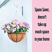 abordables Fleurs artificielles-Jardinières suspendues pour plantes d'extérieur (lot de 2, 30 cm), paniers suspendus avec doublure en fibre de coco, supports de plantes ronds en fil de fer, crochets et chaînes pour terrasse, porche,