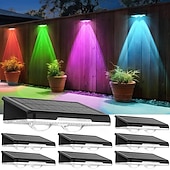 olcso Kültéri falilámpák-4/8 db napelemes kültéri fali lámpa udvari LED kerti lámpához vízálló lépcsőlámpák rgb színes hangulatvilágítás napelemes fali mosólámpák