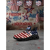  Dames hardloopschoenen met USA 250 vlag – lichtgewicht, ademende veterschoenen met patriottische sterren &Gestreept patroon voor Onafhankelijkheidsdag, parades, straatfestivals en wandelingen in de