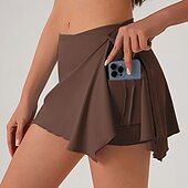 Χαμηλού Κόστους Γυναικείες φούστες και σορτς-Γυναικεία Μονόχρωμο Casual φούστα Φούστες τένις με σορτς Αθλητική φούστα Τσέπη Ψηλή Μέση Ελαστικό Σκούπισμα ιδρώτα Αναπνέει Τέννις Γκολφ Pickleball Φούστες Φόρμα Μαύρο Μπλε Σκούρο μπλε Ρούχα τένις