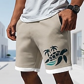 abordables pantalones cortos deportivos 3d para hombre-Hombre tortugas Criaturas del mar Pantalones cortos de gofres Pantalones cortos casuales Pantalones cortos texturizados Media cintura Hawaiano Diario Vacaciones Cintura elástica con cordón Pantalones
