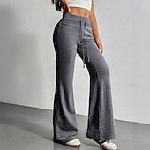 abordables Pantalones de pierna recta-Mujer Pantalones de Deporte Pantalones Pantalones de verano Pantalones casuales Vacaciones Moda Casual / Diario Longitud total Alta cintura Plano Correa Cintura elástica Pierna recta Comodidad Suave
