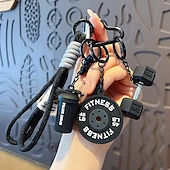 cheap Gifts-DIY Mini Gym Barbell Plate Keychain, Creative Fitness Weight Plate Keyring Pendant, Sport Lover Key Chain for Car Keys, Bag Charm, Couple Gift, Gym Lover Accessories