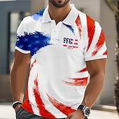  4η Ιουλίου 2026 250η Ανδρικά Αμερικανική σημαία των ΗΠΑ Μπλουζάκια πόλο Κοντομάνικο Μπλουζάκια πόλο Πέτο Καθημερινό Ένδυση γυμναστικής και άθλησης Κουμπιά Ανοιξη καλοκαίρι Θαλασσί Λευκό Βυσσινί